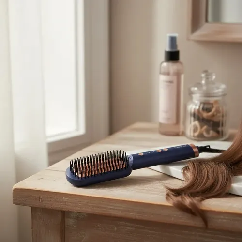 Plancha Cepillo Pequeña Para Cabello Ion Plus W4180 Winco Azul