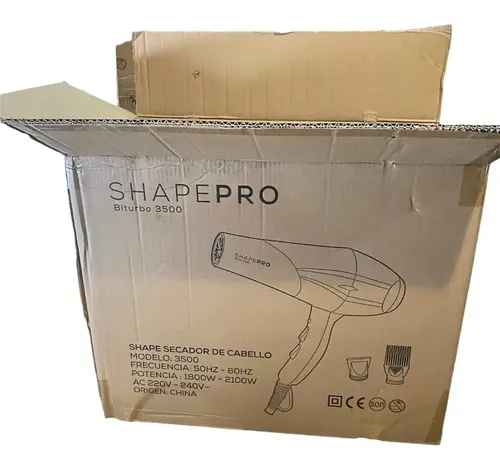 Secador de Pelo Profesional Shape Biturbo 3500 Negro 2100W Pro con Aire Frío
