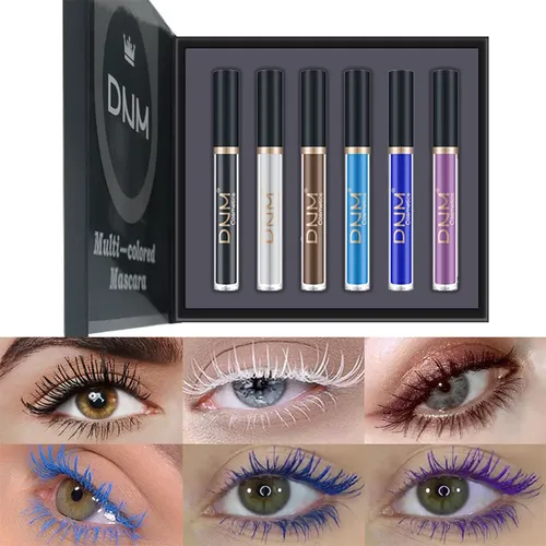 6 Pcs Máscara De Pestañas Resistente Al Agua De 6 Colores