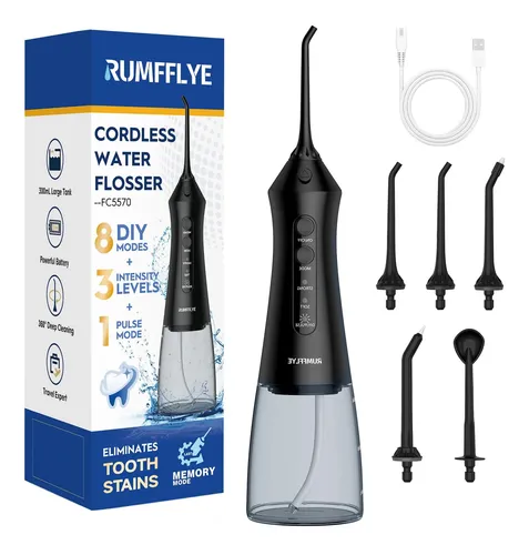 Rumfflye Irrigador Dental 300ml Portátil Negro Deep Black