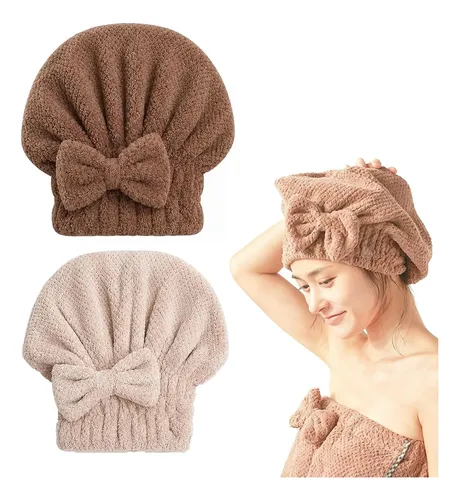 Gorro De Baño Con Lazo Bonito De Terciopelo Coral, Toalla