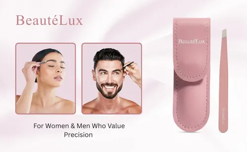 Pinzas Para Cejas Beautélux, Punta Inclinada, Acero Inoxidab