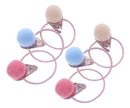 12 Pinzas De Pelo Con Bolas De Peluche Y Lentejuelas, Elásti
