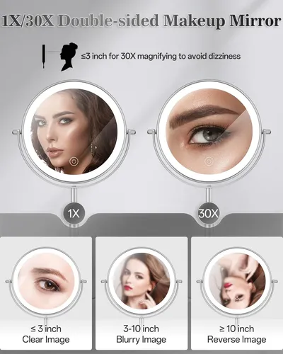 Espejo De Maquillaje Con Luz Led 30x Aumentos Recargable