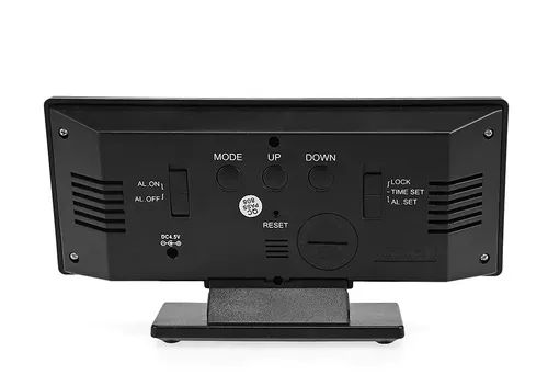 Reloj Despertador LED Rectangular con Pantalla Espejo y Temperatura para Escritorio, Negro