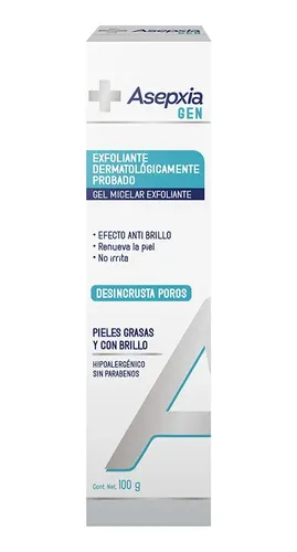 Asepxia Gen Gel Micelar Exfoliante Piel Grasa C/brillo 100g Momento de aplicación Día/Noche Tipo de piel Grasa con Brillo
