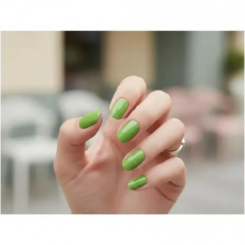 Press On Tips Autoadhesivo Oval Cherimoya Verde Lisa