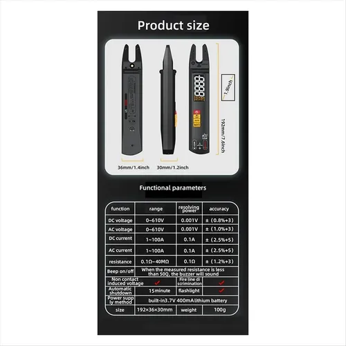 Pinza Amperimétrica Digital U0 Dc Ac 100a, Alicates Amperíme