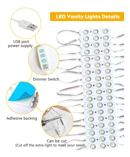 Tira Led Vanity Lights Dlomt, 3 Modos De Color, Alimentada P