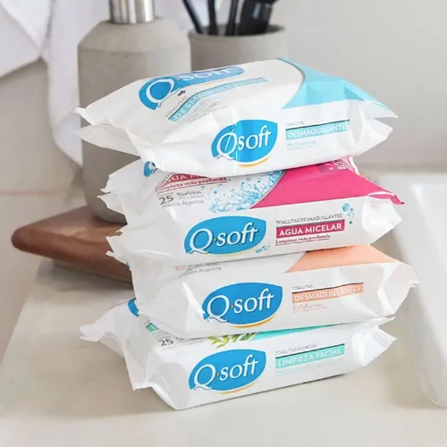 Toallitas Desmaquillantes Q-soft Agua Micelar (12 Paquetes)