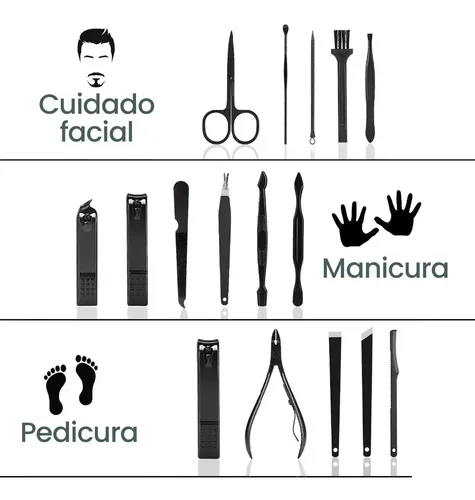 Set X16 Corta Uñas Kit Manicura Pedicura Con Estuche Viaje