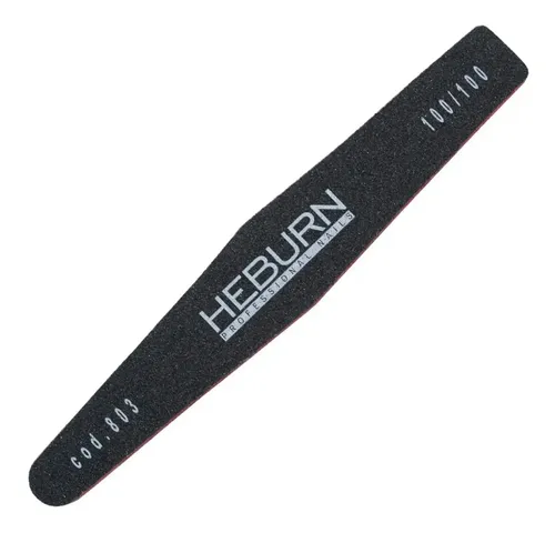 Lima para Uñas Acrílicas y Gel Heburn Negra Obelisco 803 Profesional 100/180 Recta