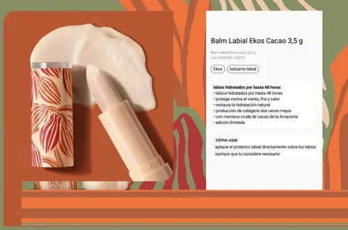 Balsamo Labial Hidratante Cacao 3,5g X2 Ekos Natura Vegano