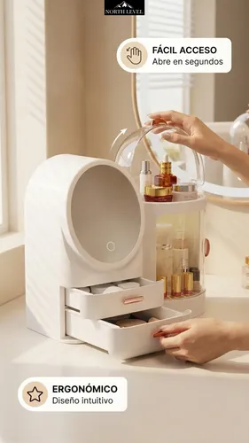 Organizador De Maquillaje Con Espejo Y Cajon Profesional