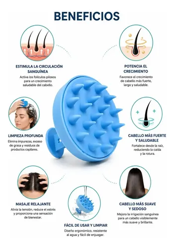 Cepillo Masajeador Cuero Cabelludo Scalp Crecimiento Cabello Color Verde lima