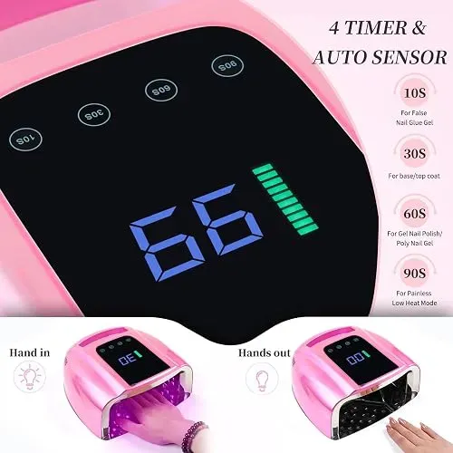Cabina De Uñas Bomoqing Gld-001 Inalambrica Uv Led 96w