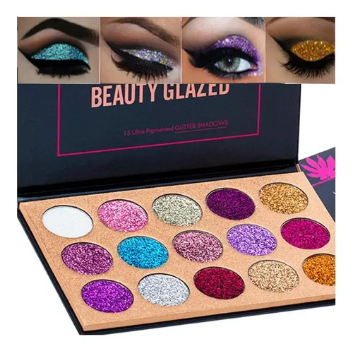 Paleta De Sombras Glitter 15 Colores Bestland