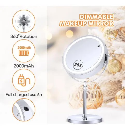 Espejo Maquillaje Iluminado Con Aumento 20x
