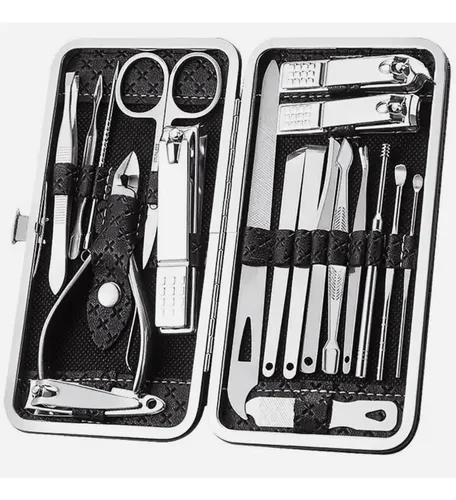 Set Manicura Pedicura 19 Piezas Acero Inoxidable Estuche Kit
