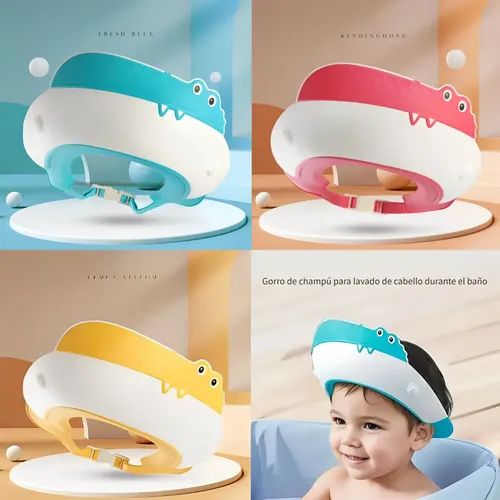 Gorro Vicera De Baño Ducha Bebés Niños Cocodrilo