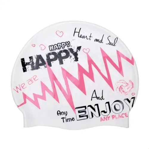 Gorros De Natación De Silicona Para Hombre, Gorro De Baño Im Blanco Printed Graphic Text And Heart Pattern Adulto