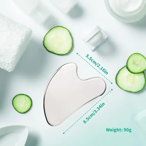 Gua Sha Facial Metal Plata Masajeador Piel Y Ojos