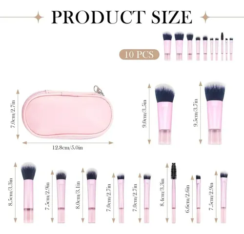 Set 10 Piezas Brochas De Maquillaje Con Estuche