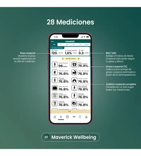 Balanza Digital Maverick Smartscale8 Negra Bluetooth