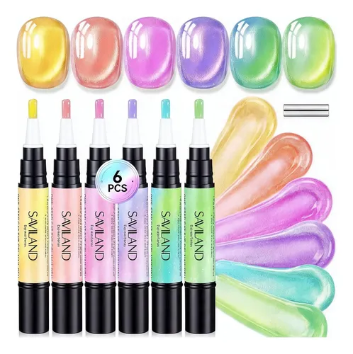Saviland Gel Cat-eye 6 Colores En Pluma 4 Ml