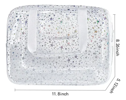 – Bolsa Maquillaje Transparente Impermeable Estrellas Cc