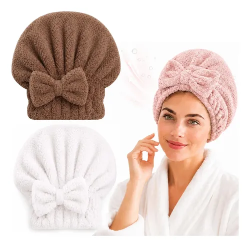 Turbante De Microfibra Para Secar El Cabello, Moño