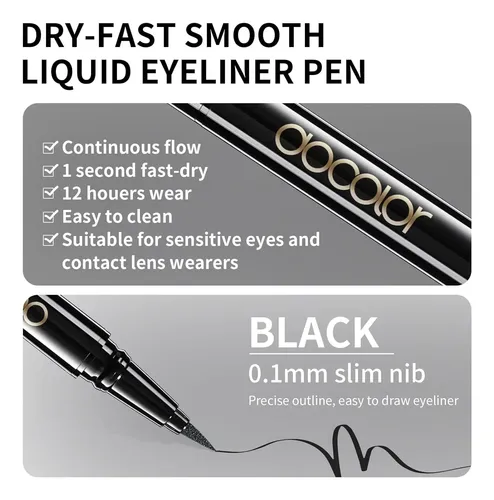 Docolor Eyeliner Delineador Líquido Secado Rápido Waterproof