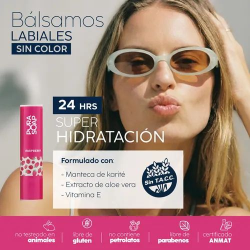 Bálsamo Labial Hidratante Raspberry Frambuesa Pura Soap
