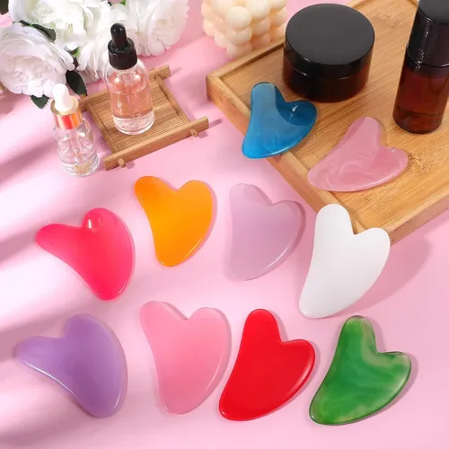 Set 30 Gua Sha Corazón Resina Facial Y Corporal Spa