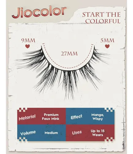 Pestañas Postizas Jiocolor S10 Ojos De Gato 13mm 7 Pares
