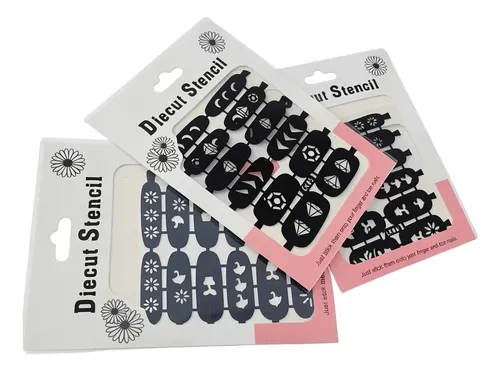 Stencil Para Uñas Autoadhesivo X3 Planchas