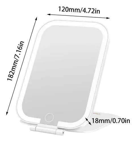 Espejo Maquillaje Led 3 Tonos Plegable Recargable Usb