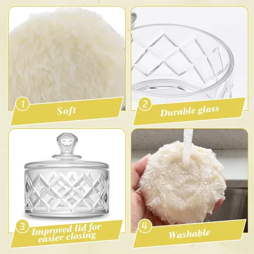 Set Powder Puff Pimoys Con Lazo Blanco/amarillo, 3 Unidades