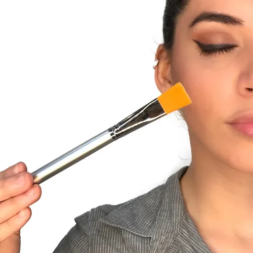 Pincel Para Maquillaje Fluido Mascarillas Pelo Taklon P314 Color Plateado