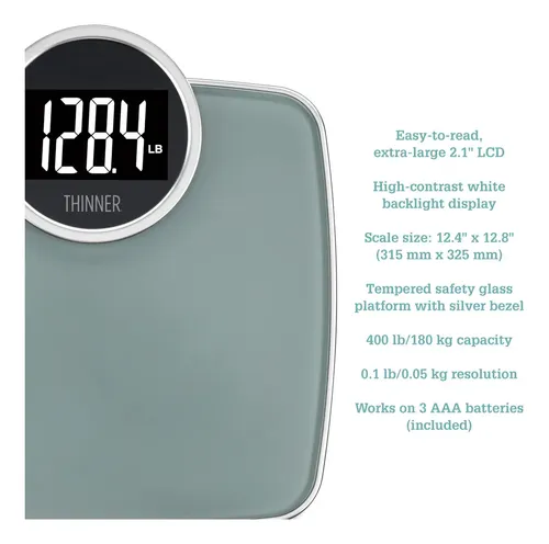 Báscula De Baño Digital Más Delgada De Conair Silver, 182 Kg
