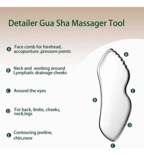 2 Piezas Gua Sha Herramientas Faciales Acero Inoxidable