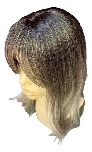 Peluca Sintetica Simil Natural Con Desgaste Balayage Mechas