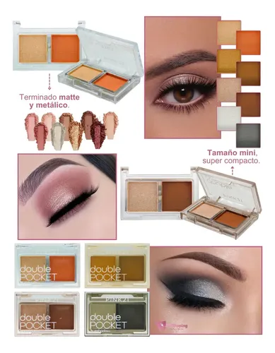Pink 21 Sombras De Ojos Double Pocket – Mate Y Satinada Color 2 – Marrón-dorado