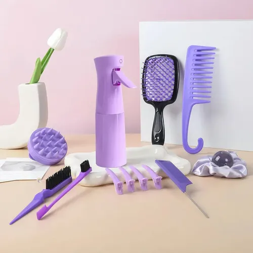 A Kit 12pz Peine Y Masaje Y Cepillo Adecuado Cabello Rizad