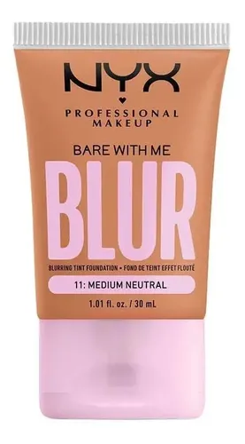 Base de Maquillaje Líquida NYX Professional Makeup Bare With Me Blur para Tono Medium Neutral con Acabado Mate, 30 mL