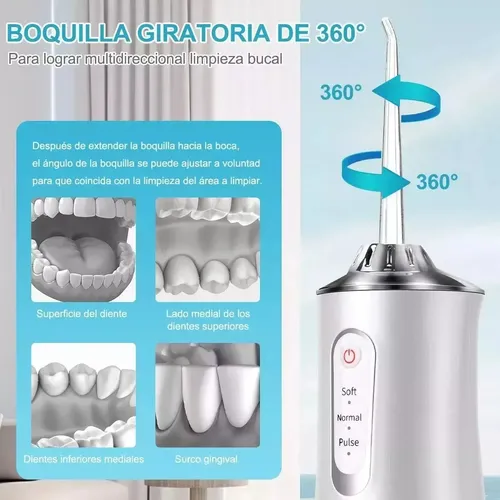 Irrigador Bucal Portátil Con 3 Modos De Limpieza Y Boquilla,