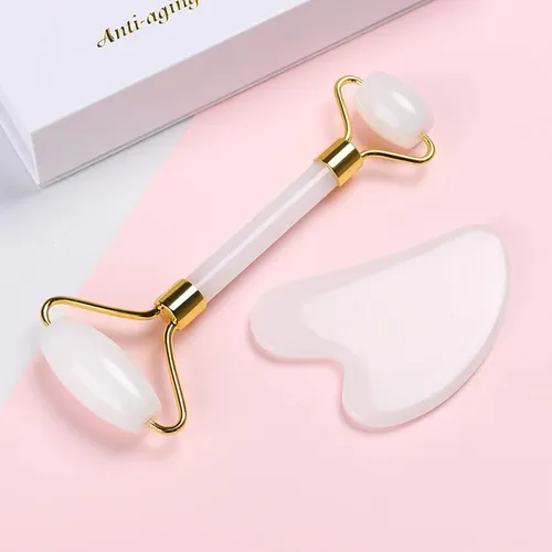 Rodillo Facial Jade Blanco Masajeador Antiedad Y Lifting