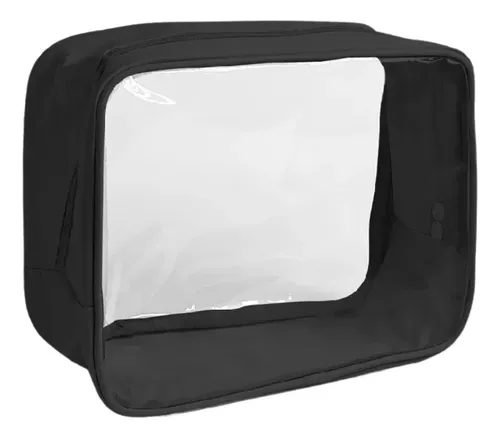 Portacosmetico Neceser Maquillaje Mediano Transparente P2108 Negro Lisa