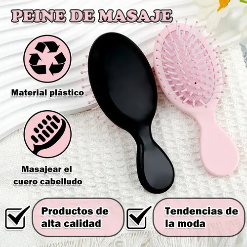 Kit 10 Mini Cepillos Para Desenredar El Cabello Y Peinado