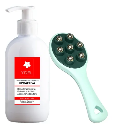 Kit Crema Reductora Lipoactiva Ydel + Masajeador Corporal Fragancia Frutal